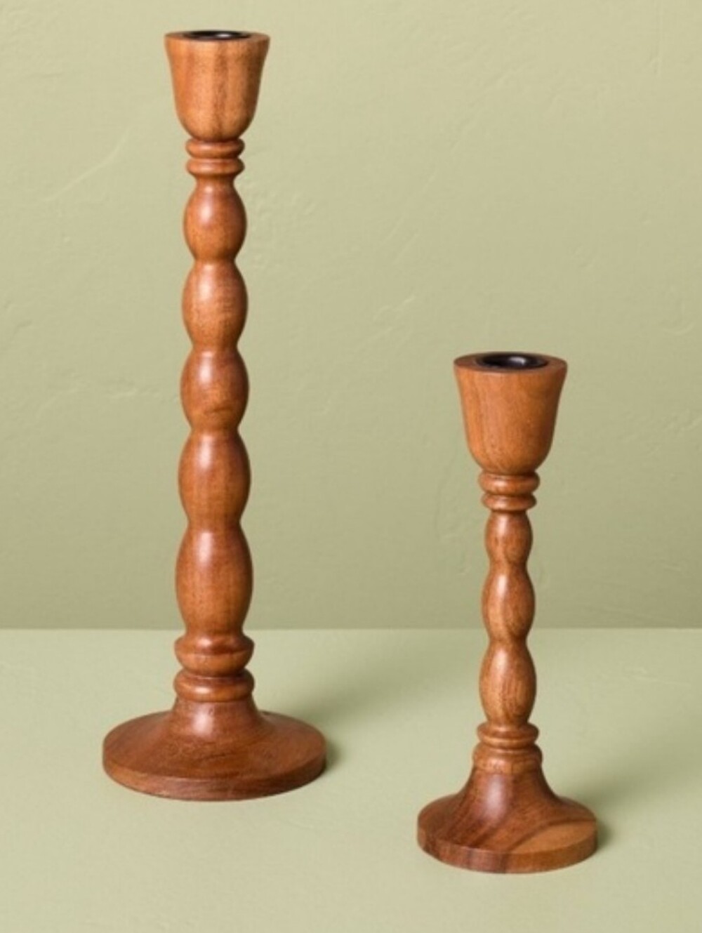 Hearth & Hand Set Of 2 Wood Candlesticks